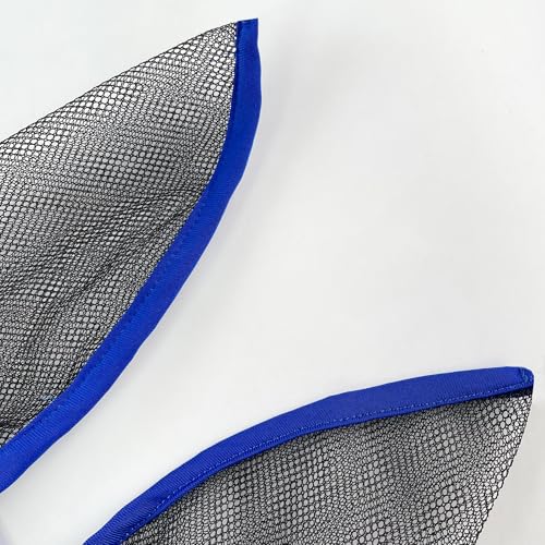 Horse Fly Mask with Ears – Breathable Mesh Fly Masks for Horses,Blue Trim, All-Day Protection(Blue，S)