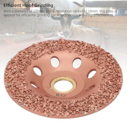 Hoof Trimming Disc, 3.94in HL Q7DMP Ti Plated Hoof Trimming Tool Hoof Trimming Grinding Wheel, Hooves Repair Tool Replacement Disc for Goats, Horses, Sheep, Pigs, Cattle