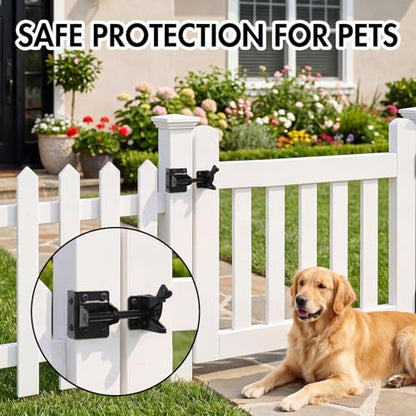 Zhengmy 4 Set Heavy Duty Self Locking Gate Latch for Wooden Fence Gravity Gate Latch Weather Resistant Rustproof Steel Lock for Garden Yard Farm Pool Barn Wooden Metal Gates