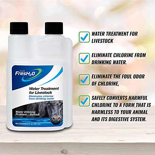 Show FresH2O Livestock Water Treatment for Drinking Water - Effectively Eliminates Chlorine and Removes Related Odor, Easy to Use, Treats Up to 75 Gallons - 8oz - size: 8 oz