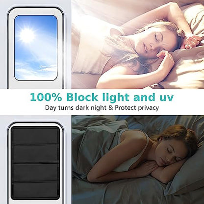 AUCELI RV Door Shade Cover, Magnet Camper Skylights Sunshade Cover, Foldable RV Sun Shade Windshield Blackout Shower Curtains Coverage, Waterproof Thickened Oxford Fabric Interior Accessories (Black)