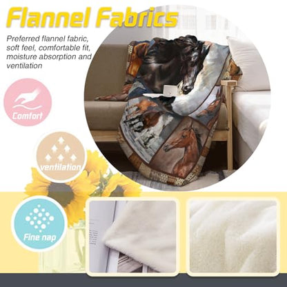 Air Conditioner Lightweight Horses Blanket Flannel Fleece Blanket Ultra Soft Throw Blanket for Couch Living Room Bed (60''x50'', Horses) - size: 60''x50''