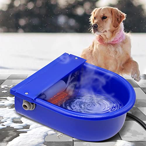 MINYULUA Automatic Heated Dog Water Bowl 2.5L Large Capacity Livestock Waterer Outdoor Pet Thermal-Bowl Drinking Bowls for Dogs Horse Cattle Cow Goat Pig Animal - color: dark blue
