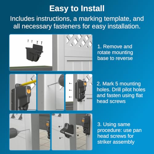 Weatherables Keystone Black Zinc Diecast Metal 1-Sided Key-Lockable Gate Latch – Heavy Duty Gate Latch with Self-Latching Gate Lock – Made for Installation on Metal, Wood & Vinyl Fences, Keyed Alike - style: 1-Side Metal