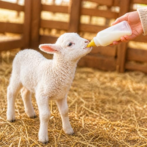 KTXM-Lamb Goat Bottle Nipples, 6-Pack Silicone Feeding Nipples, Pre-Cut X Opening, Replacement Livestock Nursing Teats for Baby Lambs, Goat Kids and Piglets（Bottle not Included）