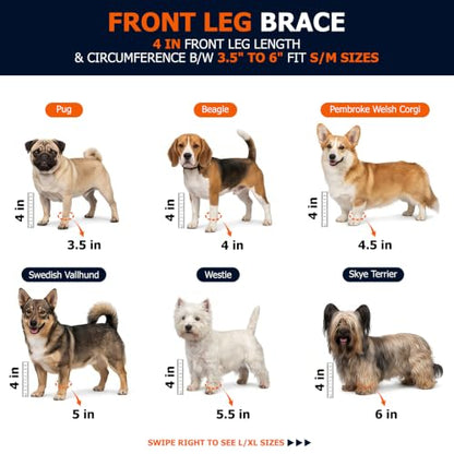 Labra Dog Front Leg Brace - Compression Wrap with Adjustable Straps - Dog Wrist Brace for Support - Leg Sleeve to Stop Licking - Aid in Wound Care and Recovery - Small/Medium - size: Small/Medium