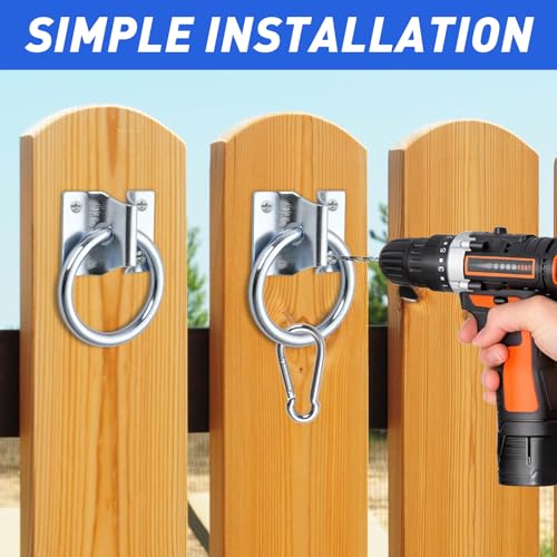 10 Pcs Cross Tie Ring Set, Horse Trailer Tie Ring with 10 Spring Snap Hook and 40 Screws, Tie Down Ring for Stall, Trailer, Barn, Racetrack, Pasture