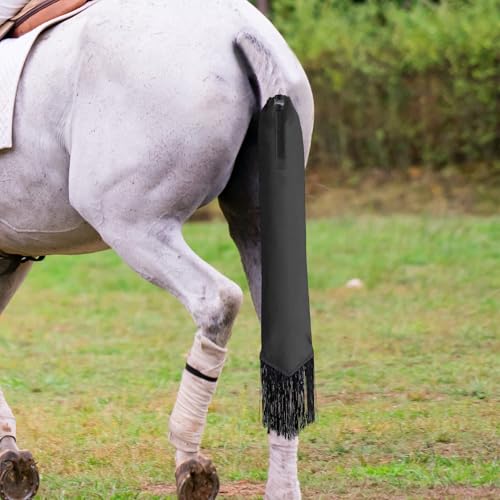 Horse Tail Bag-Waterproof and Durable, Hook and Loop Design Horse Tail Guard,Protects Horse's Tail from Dirt, Breakage and Insects (Black) - color: Black