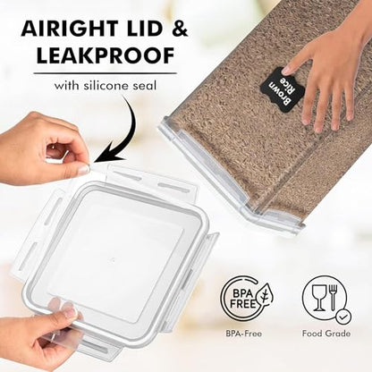 WHITE FEATHER SUPPLIES 2 PC [7 Qt / 6.5L / 220 Oz] Large Food Storage Containers with Lids Airtight - BPA Free Clear Plastic Kitchen and Pantry Storage Containers for Cereal, Flour, Sugar, Rice - color: White - 2 Pack