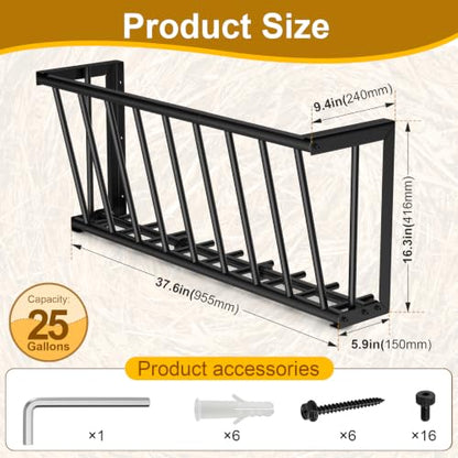Hay Feeder for Goats Horses,25 Gallon Livestock Feede,37''Long Hay Rack
