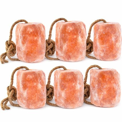 UMAID Himalayan Salt Lick 3 lbs On Rope for Horse, Deer, Goat, and Livestock Animals - Himalayan Salt Block 6 Pack - size: 3 Pound (Pack of 6)