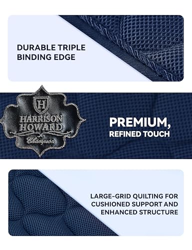 Harrison Howard 3D Air Mesh Saddle Pad for Horses – Breathable Shock-Absorbing All-Purpose English Saddle Pad - color: Navy