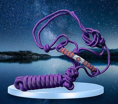Majestic Ally Padded Beaded Nose Braided Rope Halter with 10' Matching Lead - Purple Full - color: Purple