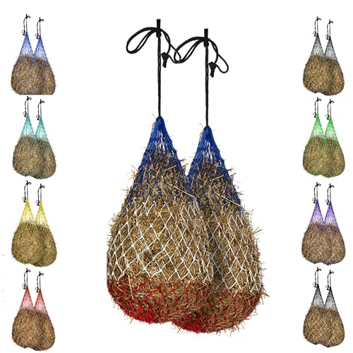 Majestic Ally Hay Net, Set of 2, Length - 54”, Holes 3"x3" for Horses - color: Patriotic
