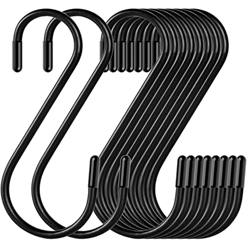 30 Pack S Hooks, 3.54 In Matte Black Heavy Duty Metal S Hooks Can with Stand, Up to 33 lbs, For Kitchen, Office, Garden or Outdoor, Hanging Plants, Clothes, Pots, Pans, Cups, Bags, Jewelry, Towels - color: Black, size: 3.54 Inch