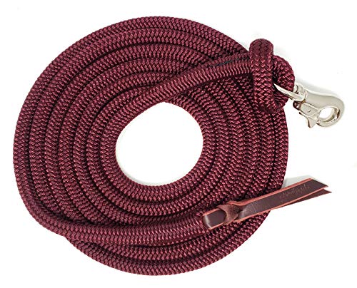 14FT Lead Rope with NP Snap - color: Burgundy, size: 14 ft. Nickel Trigger Snap
