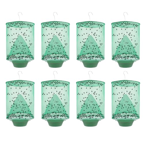 8 Pack Ranch Fly Traps, 2026 Upgraded Hanging Fly Catcher, Reusable & Efficient Fly Cage Trap for Indoor & Outdoor Use, Ideal for Family Farms, Parks, Restaurants