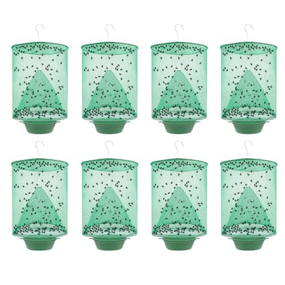 8 Pack Ranch Fly Traps, 2026 Upgraded Hanging Fly Catcher, Reusable & Efficient Fly Cage Trap for Indoor & Outdoor Use, Ideal for Family Farms, Parks, Restaurants