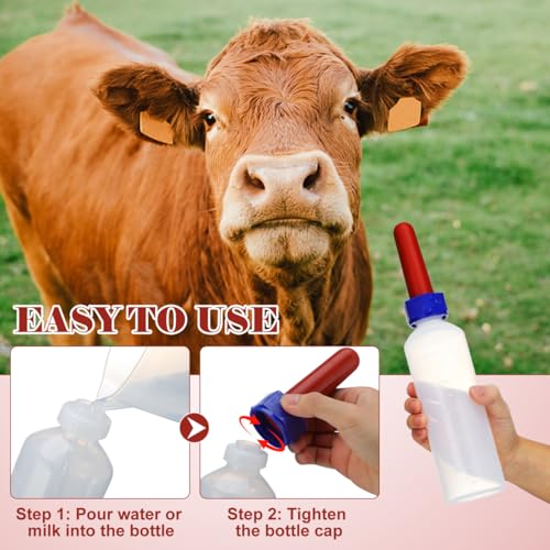 GANAZONO Calf Milk Feeding Bottle 500ml Thickened Silicone Pacifier Bottle with Nipple for Cow Sheep Goat Livestock Nursing Newborn Animal Feeding