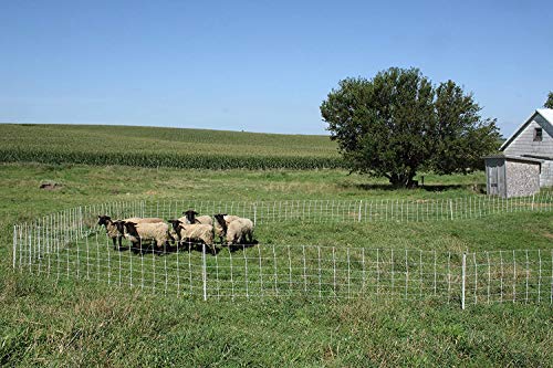 35" x 164' Premium Electric Sheep & Goat Netting w/Double Spike Fiberglass Posts (9/35/8) Pre-Assembled Electric Fence for Backyards, Homesteaders, Farms and Ranches