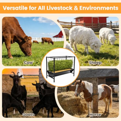 Goat Hay Feeder, Pasture Hay Feeder 70 Gallon Hay Grain Livestock Feeder