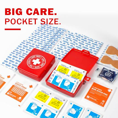 EVERLIT Pocket-Aid Kit | Travel-Friendly Hard-Shell Cases with 50 Items for Cuts, Scrapes, Burn & Wound Care | Pack of 3 Mini First Aid Kits for Travel, Outdoor, School, Camping, Home, Office (White) - color: White