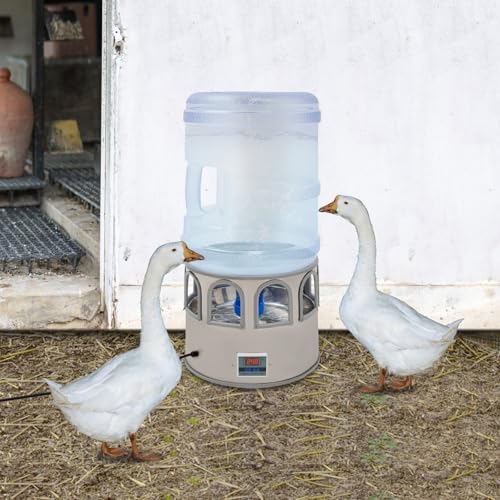 Heated Chicken Waterer 5 Gallon Heated Poultry Waterer for Chickens, 5 Gallon Bucket Heater Chicken Water Heater for Winter with LED Display, 32-122℉ Temp Adjustable