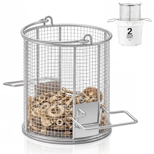 1 Pcs 1/4″ Mesh 2 Gallon Dip and Drain Stainless Steel Part Cleaning Strainer Basket for Buckets Swing Handle for Mechanics Auto Parts Washing Garage Shop & Home Workshop, Bucket Not Included - size: 2 Gallon,1/4″