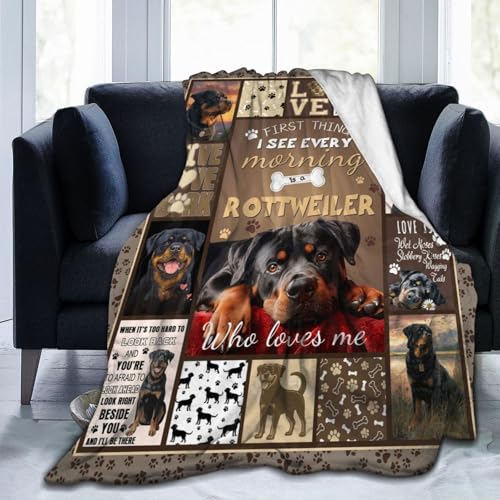 Dynova Rottweiler Blanket Cozy Plush Dog Lovers Gifts Throw Blankets Animal Fuzzy Flannel Fleece for Girls Boys Women Men 50"X40" - color: Rottweiler, size: 50"x40"