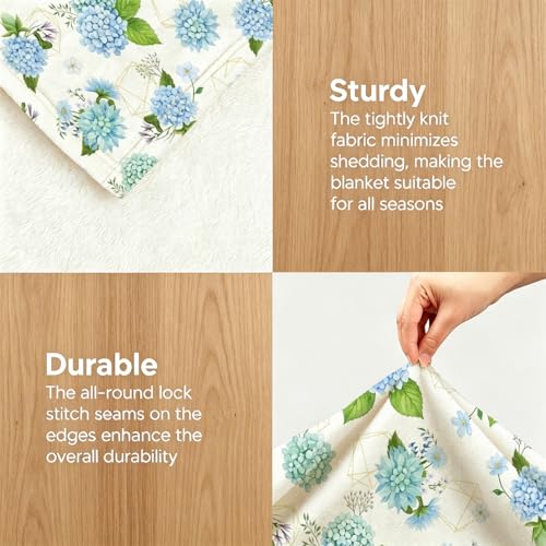 Blue Hydrangea Blanket, Ultra-Soft Flannel Fleece Throw 40" x 50" - color: Blue Hydrangea, size: 40"x50"