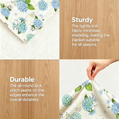 Blue Hydrangea Blanket, Ultra-Soft Flannel Fleece Throw 40" x 50" - color: Blue Hydrangea, size: 40"x50"