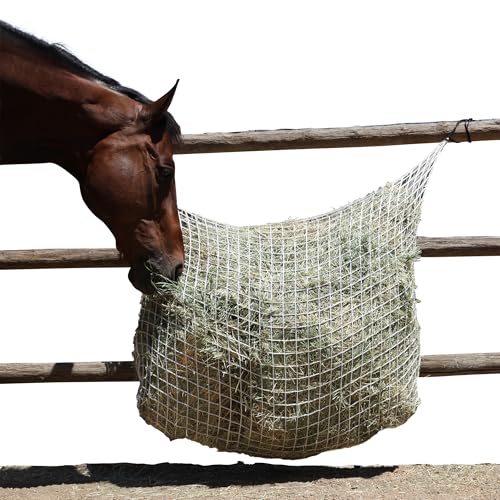 Freedom Feeder Mesh Net Two Day Slow Horse Feeder — Designed to Hold 50 lbs, 6 Flakes or 2 String Bale of Hay and Feed Horse for Two Days — Reduces Horse Feeding Anxiety and Behavioral Issues - size: 1.5"