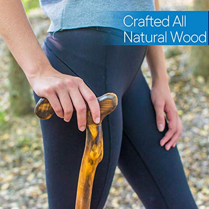 RMS Wood Cane - 36 Inch Natural Wood Walking Stick - Handcrafted Wooden Offset Canes and Walking Canes for Men or Women - color: Smooth