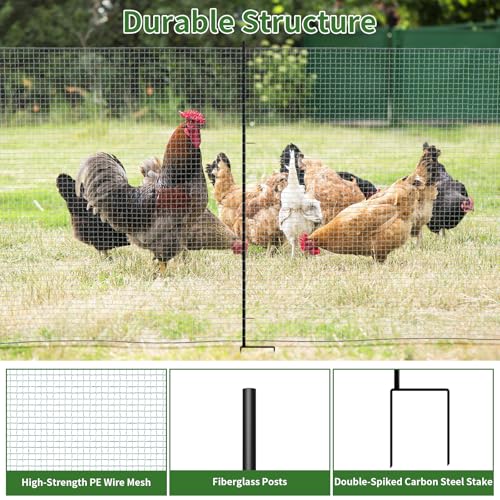DoCred Non Electric Fence Netting, 40in x 164ft Movable Livestock Nets - size: 40in x 164ft