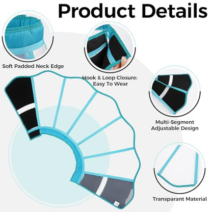 Dog Recovery Collar Pet Elizabethan Cone Collar - color: Blue-Green, size: Large