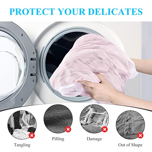 OTraki 20x24 Inch Laundry Bags Mesh Wash Bags 2 Pack Delicates Bag Lingerie Socks Sweater Washing Machine Mesh Laundry Bags for Travel Camping Don't Drying, Melting 140-176℉, White - size: 20 x 24inch
