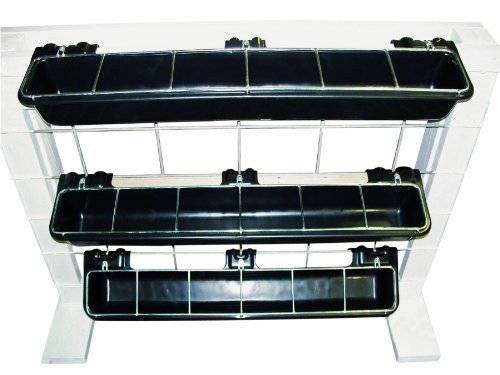 Little Giant HF9BLACK Hook Over Goat Trough Heavy Duty Galvanized Steel Body 9 Quart Feeder with Universal Mounting, Black (3 Pack)