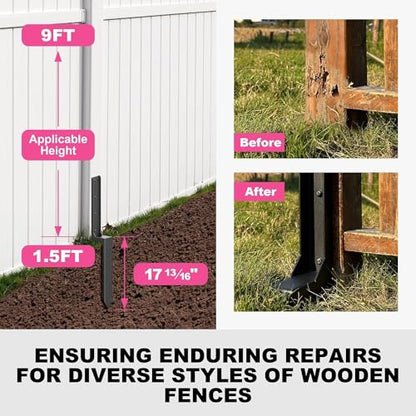 IRONBABE 33.62" Fence Post Repair Kit, Fix Broken 4x4/6x6 Wood Posts, 4Pack - size: AS1-4Pack 35.18x7.06x5.37"