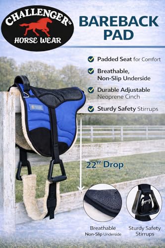 CHALLENGER Horse English Western Trail Fleece Padded Adjustable Bareback Saddle Pad 39TS05 - color: Blue