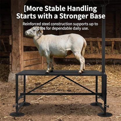 Goat Sheep Stand Roadside Stand Goat Milking Stand Halter Farm Supplies Cows Supplies Farm Outdoor Cow Accessories 47x23in Tabletop 500 lbs