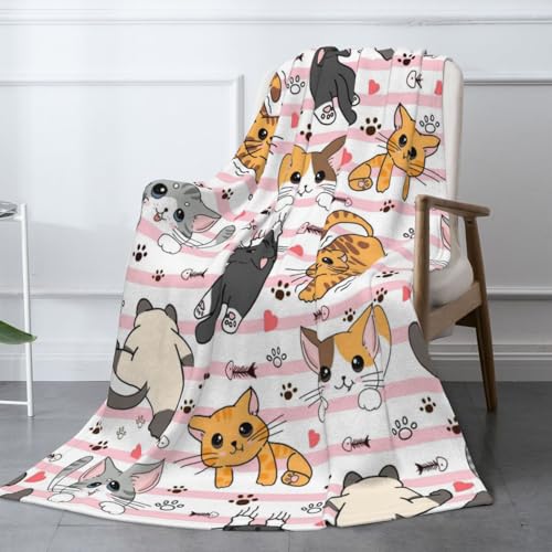 Cute Cat Throw Blanket Fuzzy Soft Cozy Cute Cat Blankets Soft Throws Warm Lightweight Plush Fleece Throw Blanket for Kids Men Women Gift Bed Couch Sofa 60"x50" - color: Cat, size: 60"x50"