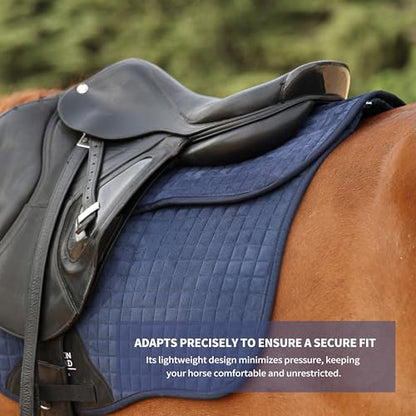 Harrison Howard Half Pad Pressure Relief Injury Prevention for Horses, Contoured Fit, Breathable Horse Riding Saddle Pad - color: navy