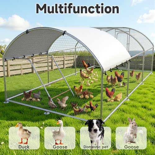 23.2x9.8 FT Extra Large Metal Chicken Coop, Walk-in Poultry Run Pen | Waterproof Cover, Reinforced Metal Structure, Walk-in Chicken Run, Outdoor Poultry Cage for Ducks Hens Rabbits - size: 236.0"L x 118.0"W x 78.0"H
