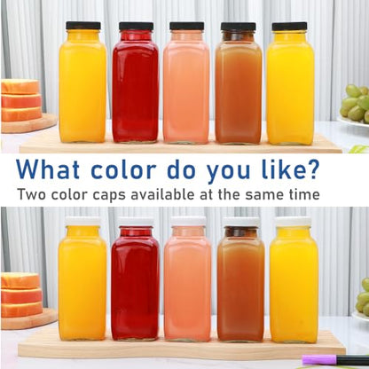 12PCS Juicing Bottles Reusable Glass,12 OZ Glass Jars with Lids - size: 12 Ounces