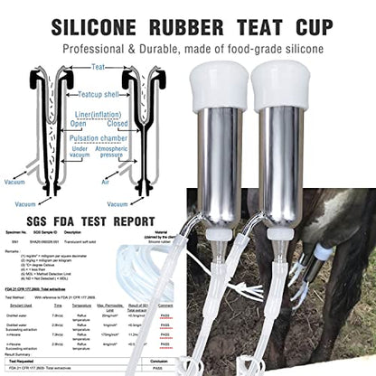 Milking Machine Accessory Cow Teat Cup, 6 Milk Hose and Bucket Lid Replacement Set