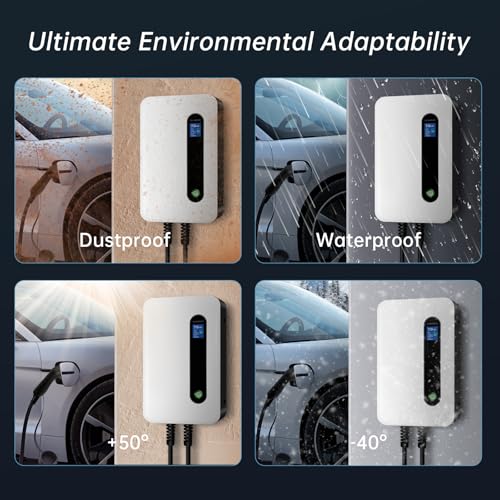 40A EV Charger Level 2 Station,9.6KW NEMA14-50 Wall Electric Vehicle Charging Station for Electric and Hybrid Vehicles with 20ft Charging Cable - size: 40A