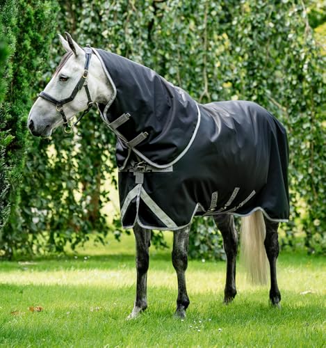 Horseware® Amigo® Bravo 12 Plus Turnout 250g - Black/Titanium Grey & Silver, 69 inches - color: Black/Titanium Grey & Silver, size: 69 inches