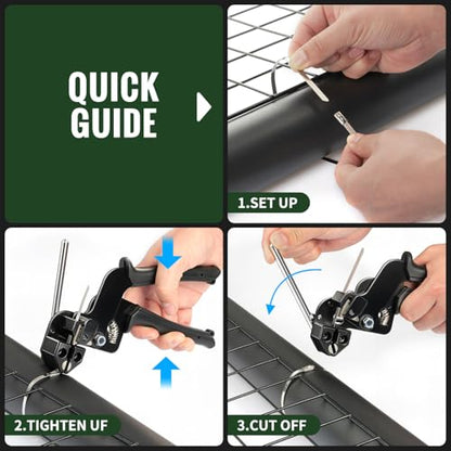 Stainless Steel Zip Tie Gun Kit with Industrial Scissors - Heavy Duty Metal Zip Ties Tensioner & Cutter Tool for Electrical, Used to Repair Outdoor Fences, Pipes, Chain Links, Garden Farm
