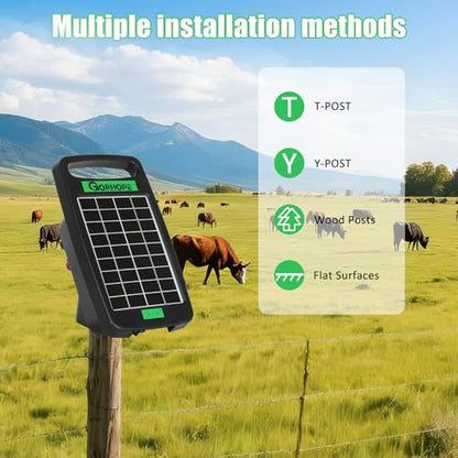 5 Miles Solar Electric Fence Charger,0.11J Powered 24-Hour Protection - size: GOR11 (5M0.11J)