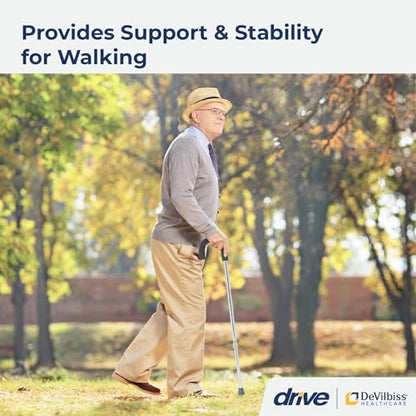 Drive Medical Round Handle Aluminum Walking Cane with Foam Grip, Silver - size: 1 Count (Pack of 1)